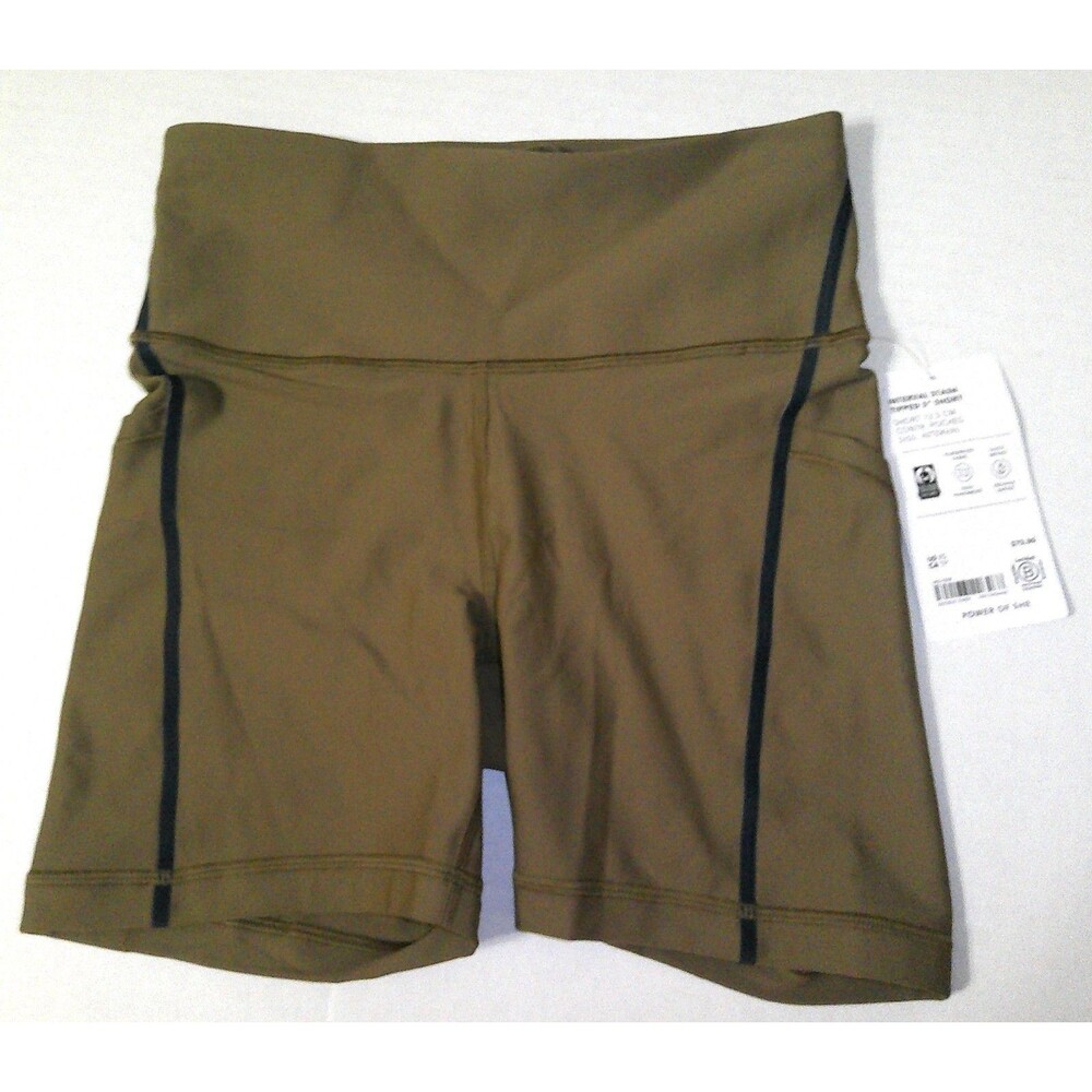 NWT $75 Womens Athleta XS $75 Interval Stash Tipped 5" short Brown Blue Pockets